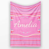 Pink Abstract Stripe Pattern Minimal Modern Seamless Design Lovely  Personalised Custom Name Super Soft Fleece Blanket Bed Sofa Throw