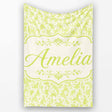 Elegant Green Damask Floral Vintage Seamless Pattern Lovely  Personalised Custom Name Super Soft Fleece Blanket Bed Sofa Throw