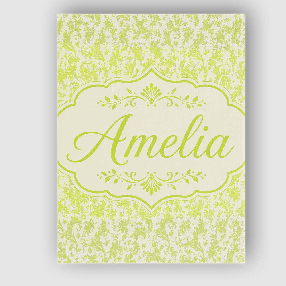 Personalised Name Elegant Green Damask Custom  Unique Gift Idea Modern Room Accent Canvas Wall Art Print Decor Picture Ready to Hang