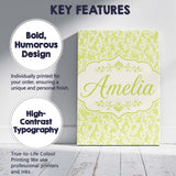 Personalised Name Elegant Green Damask Custom  Unique Gift Idea Modern Room Accent Canvas Wall Art Print Decor Picture Ready to Hang
