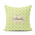 Custom Name Small Scale Green Floral Geometric Seamless Pattern Square Filled Cushion Throw Pillow Sofa Bed Home Decor Zip Washable UK Made