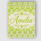 Personalised Name Classic Ornate Green Custom  Modern Room Accent Elegant Feature Canvas Wall Art Print Decor Picture Ready to Hang
