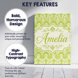 Personalised Name Classic Ornate Green Custom  Modern Room Accent Elegant Feature Canvas Wall Art Print Decor Picture Ready to Hang