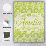 Personalised Name Classic Ornate Green Custom  Modern Room Accent Elegant Feature Canvas Wall Art Print Decor Picture Ready to Hang