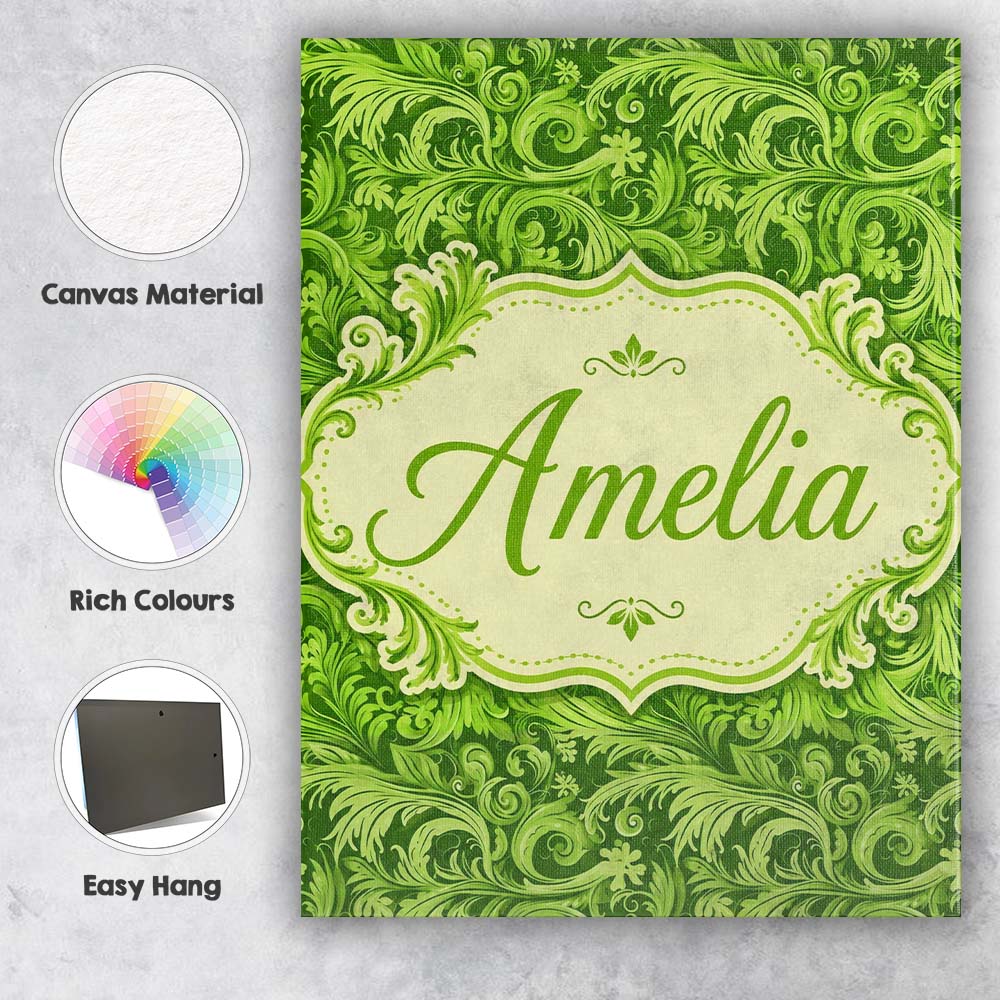 Personalised Name Deep Green Baroque Custom Premium Decorative Design Modern Room Accent Canvas Wall Art Print Decor Picture Ready to Hang