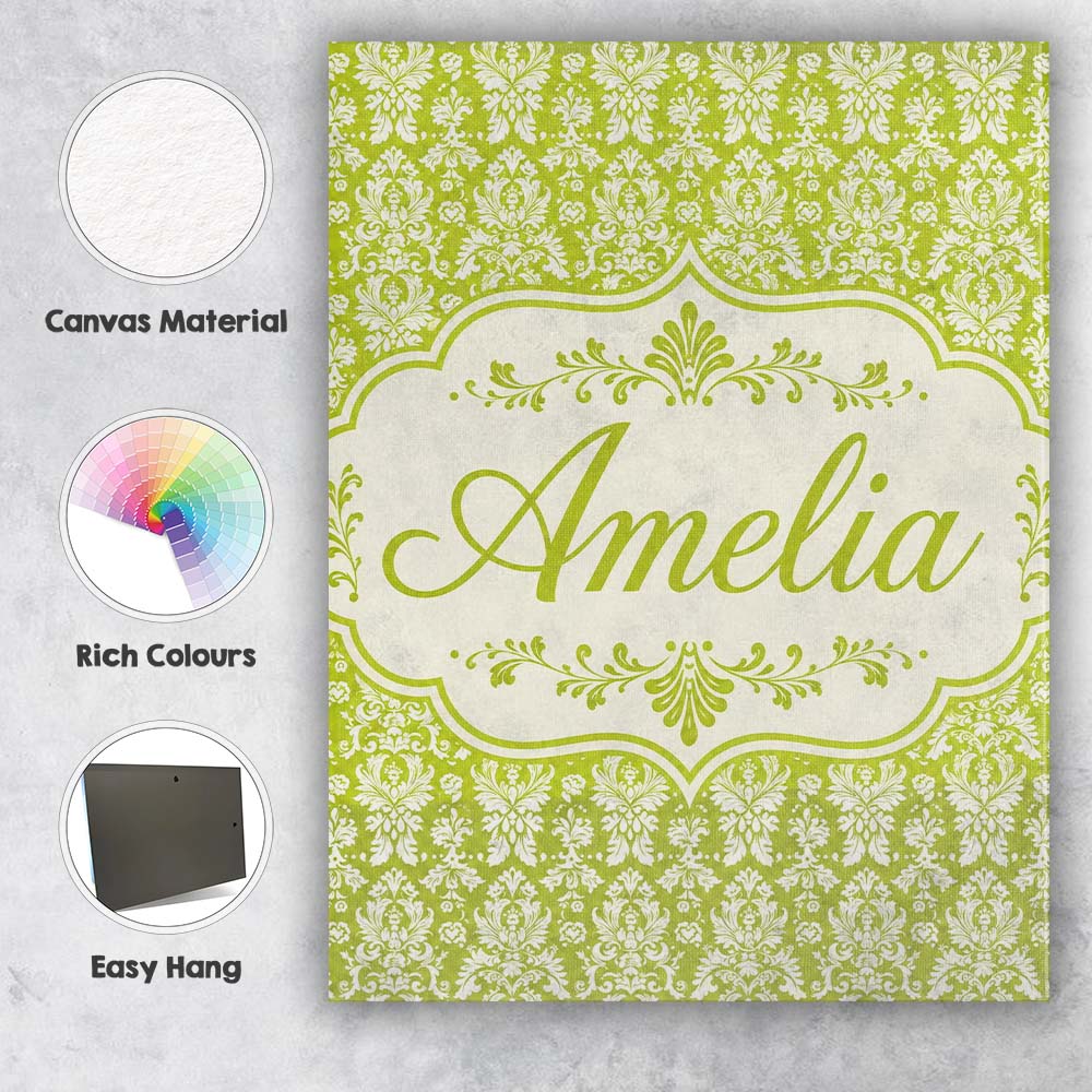 Personalised Name Green and White Traditional Custom Unique Gift Idea Modern Room Accent Canvas Wall Art Print Decor Picture Ready to Hang