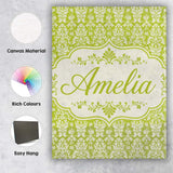 Personalised Name Green and White Traditional Custom Unique Gift Idea Modern Room Accent Canvas Wall Art Print Decor Picture Ready to Hang