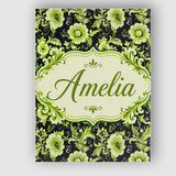 Personalised Name Black Background Green Custom  Unique Gift Idea Elegant Feature Canvas Wall Art Print Decor Picture Ready to Hang