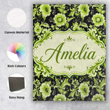 Personalised Name Black Background Green Custom  Unique Gift Idea Elegant Feature Canvas Wall Art Print Decor Picture Ready to Hang
