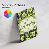 Personalised Name Black Background Green Custom  Unique Gift Idea Elegant Feature Canvas Wall Art Print Decor Picture Ready to Hang