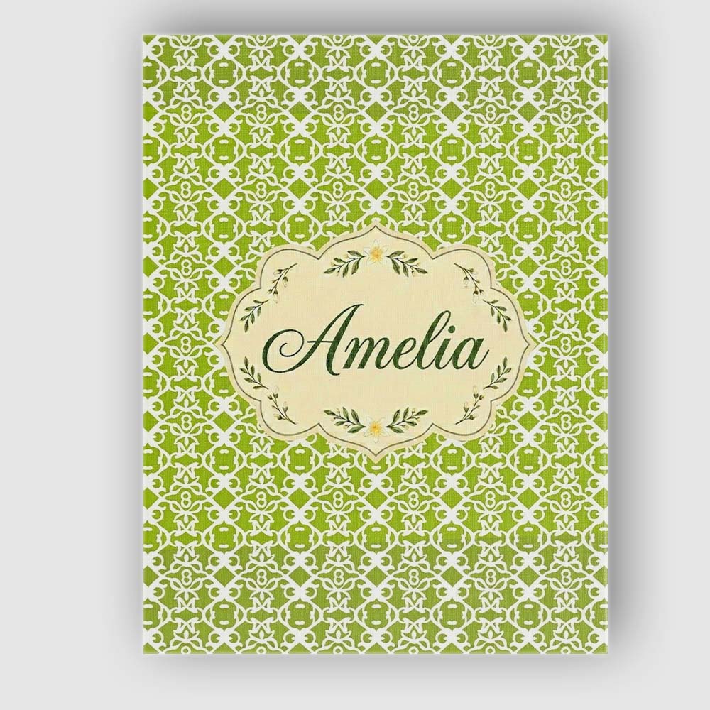 Personalised Name Green Lattice Geometric Custom  Unique Gift Idea Elegant Feature Canvas Wall Art Print Decor Picture Ready to Hang
