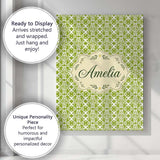 Personalised Name Green Lattice Geometric Custom  Unique Gift Idea Elegant Feature Canvas Wall Art Print Decor Picture Ready to Hang