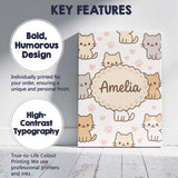 Personalised Name Cute Kitten Hearts Cartoon Animal Pattern Charming Custom  Home Canvas Wall Art Print Decor Picture Ready to Hang