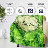 Abstract Green Swirl Painterly Seamless Pattern Thoughtful Gift Idea  Personalised Custom Name Super Soft Fleece Blanket Bed Sofa Throw