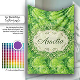 Abstract Green Swirl Painterly Seamless Pattern Thoughtful Gift Idea  Personalised Custom Name Super Soft Fleece Blanket Bed Sofa Throw