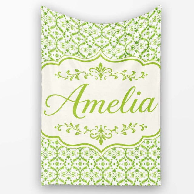 Dark Green Abstract Oil Paint Swirl Seamless Pattern Lovely  Personalised Custom Name Super Soft Fleece Blanket Bed Sofa Throw