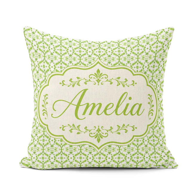 Custom Name Dark Green Abstract Oil Paint Swirl Seamless Pattern Square Filled Cushion Throw Pillow Sofa Bed Home Decor Zip Washable UK Made