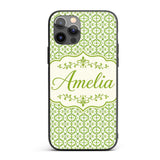 Dark Green Abstract Oil Paint Swirl Seamless Custom Name Protective Phone Case Mobile Cover Durable Everyday Smartphone Shock Resistant