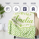 Dark Green Abstract Oil Paint Swirl Seamless Pattern Lovely  Personalised Custom Name Super Soft Fleece Blanket Bed Sofa Throw