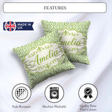 Custom Name Dark Green Abstract Oil Paint Swirl Seamless Pattern Square Filled Cushion Throw Pillow Sofa Bed Home Decor Zip Washable UK Made