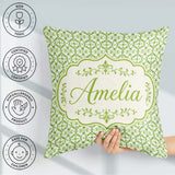 Custom Name Dark Green Abstract Oil Paint Swirl Seamless Pattern Square Filled Cushion Throw Pillow Sofa Bed Home Decor Zip Washable UK Made