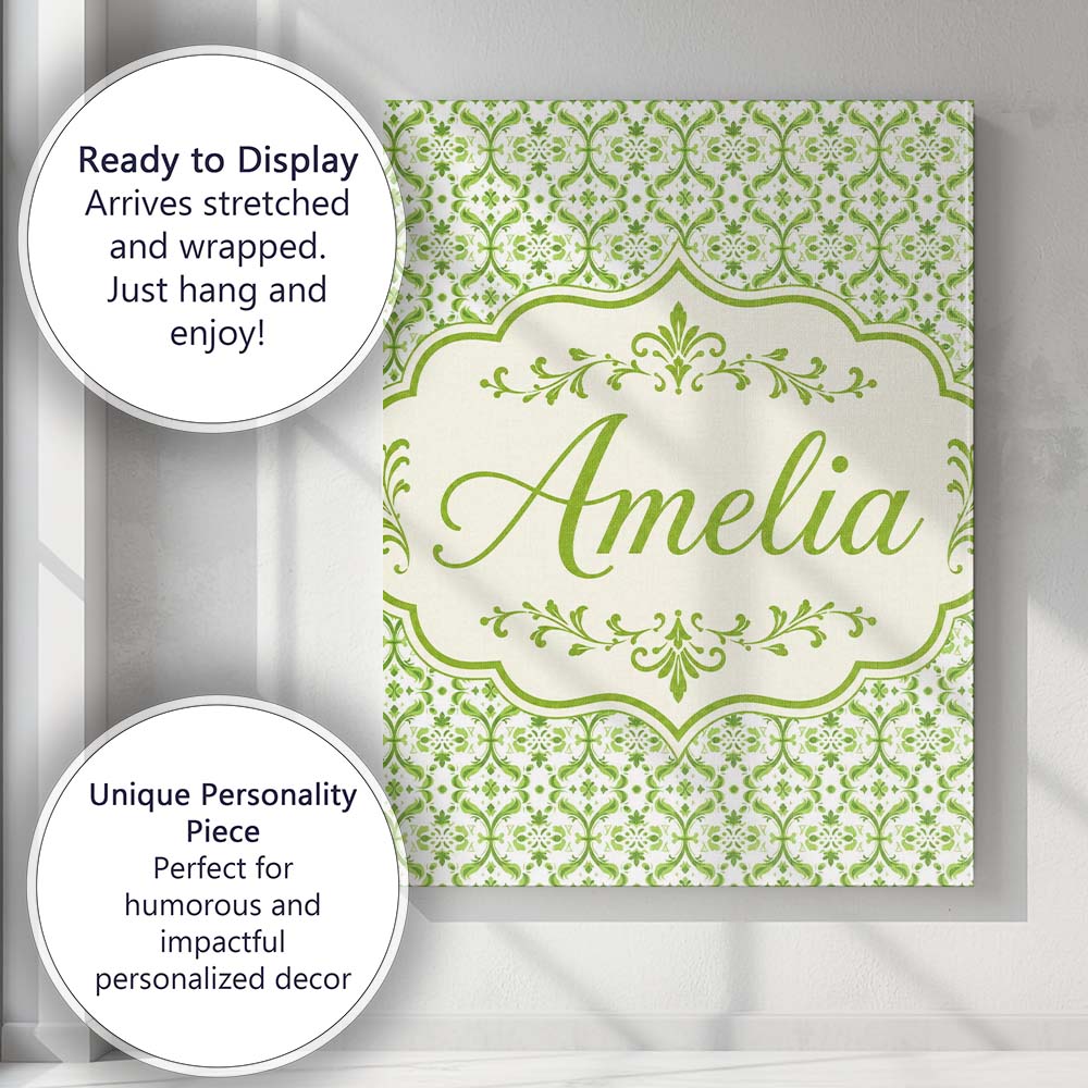 Personalised Name Dark Green Abstract Oil Custom  Unique Gift Idea Elegant Feature Canvas Wall Art Print Decor Picture Ready to Hang