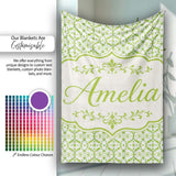 Dark Green Abstract Oil Paint Swirl Seamless Pattern Lovely  Personalised Custom Name Super Soft Fleece Blanket Bed Sofa Throw