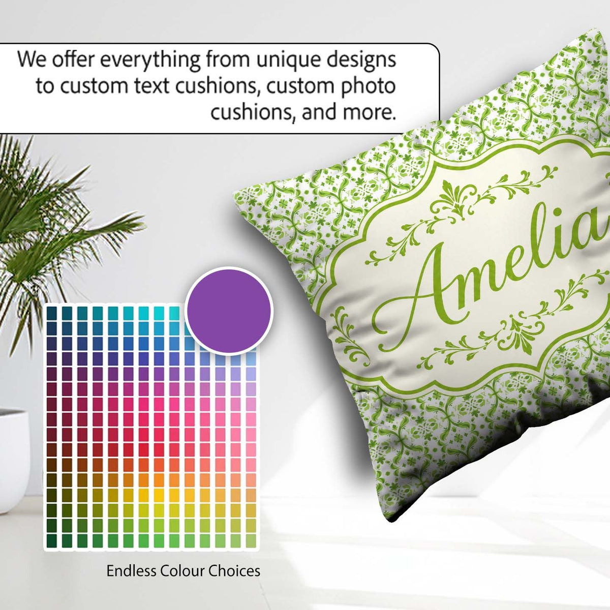 Custom Name Dark Green Abstract Oil Paint Swirl Seamless Pattern Square Filled Cushion Throw Pillow Sofa Bed Home Decor Zip Washable UK Made