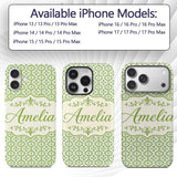 Dark Green Abstract Oil Paint Swirl Seamless Custom Name Protective Phone Case Mobile Cover Durable Everyday Smartphone Shock Resistant