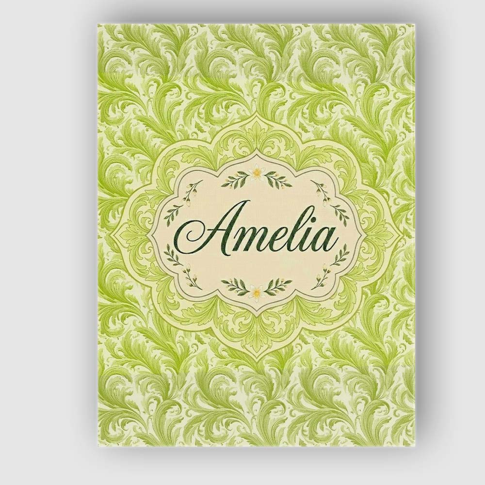 Personalised Name Green Abstract Spiral Custom  Modern Room Accent Elegant Feature Canvas Wall Art Print Decor Picture Ready to Hang