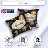 Custom Name Safari Animals Meerkat Toucan Black Seamless Pattern Square Filled Cushion Throw Pillow Sofa Bed Home Decor Zip Washable UK Made
