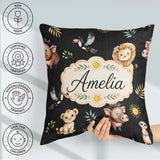 Custom Name Safari Animals Meerkat Toucan Black Seamless Pattern Square Filled Cushion Throw Pillow Sofa Bed Home Decor Zip Washable UK Made