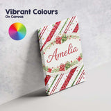 Personalised Name Red Green Glitter Stripe Christmas Pattern Festive Custom  Home Canvas Wall Art Print Decor Picture Ready to Hang