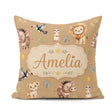 Custom Name Safari Animals Lion Meerkat Neutral Seamless Pattern Square Filled Cushion Throw Pillow Sofa Bed Home Decor Zip Washable UK Made