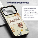 Cute Safari Animal Lion Meerkat Printed Design Custom Name Protective Phone Case Mobile Cover Durable Everyday Smartphone Shock Resistant