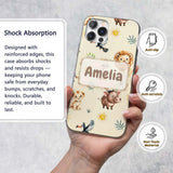 Cute Safari Animal Lion Meerkat Printed Design Custom Name Protective Phone Case Mobile Cover Durable Everyday Smartphone Shock Resistant