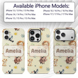 Cute Safari Animal Lion Meerkat Printed Design Custom Name Protective Phone Case Mobile Cover Durable Everyday Smartphone Shock Resistant