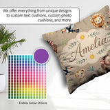 Custom Name Cute Safari Lion and with Sun and Leaves on Tan Pink Square Filled Cushion Throw Pillow Sofa Bed Home Decor Zip Washable UK Made
