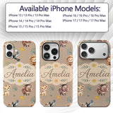 Cute Safari Animals Lion and Warthog with Sun and Custom Name Protective Phone Case Mobile Cover Durable Everyday Smartphone Shock Resistant