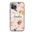 Cute Safari Animals Lion Meerkat, Warthog with Custom Name Protective Phone Case Mobile Cover Durable Everyday Smartphone Shock Resistant
