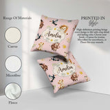 Custom Name Safari Animals Lion Meerkat, Warthog with Sun and on Square Filled Cushion Throw Pillow Sofa Bed Home Decor Zip Washable UK Made
