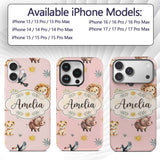 Cute Safari Animals Lion Meerkat, Warthog with Custom Name Protective Phone Case Mobile Cover Durable Everyday Smartphone Shock Resistant
