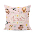 Custom Name Cute Safari Animals Lion Meerkat Toucan and with Sun Square Filled Cushion Throw Pillow Sofa Bed Home Decor Zip Washable UK Made