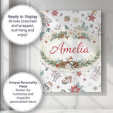 Personalised Name Christmas Icons Pattern Snowflakes Gifts Baubles Custom  Unique Canvas Wall Art Print Decor Picture Ready to Hang