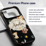 Cute Safari Animals Lion Meerkat Printed Design Custom Name Protective Phone Case Mobile Cover Durable Everyday Smartphone Shock Resistant