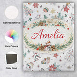 Personalised Name Christmas Icons Pattern Snowflakes Gifts Baubles Custom  Unique Canvas Wall Art Print Decor Picture Ready to Hang