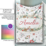 Christmas Icons Pattern Snowflakes Gifts Baubles Seamless Design  Personalised Custom Name Super Soft Fleece Blanket Bed Sofa Throw