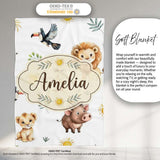 Cute Safari Animals Lion Meerkat Toucan and Warthog with Sun and  Personalised Custom Name Super Soft Fleece Blanket Bed Sofa Throw