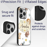 Cute Safari Animals Lion Meerkat Printed Design Custom Name Protective Phone Case Mobile Cover Durable Everyday Smartphone Shock Resistant