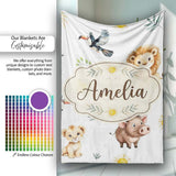 Cute Safari Animals Lion Meerkat Toucan and Warthog with Sun and  Personalised Custom Name Super Soft Fleece Blanket Bed Sofa Throw